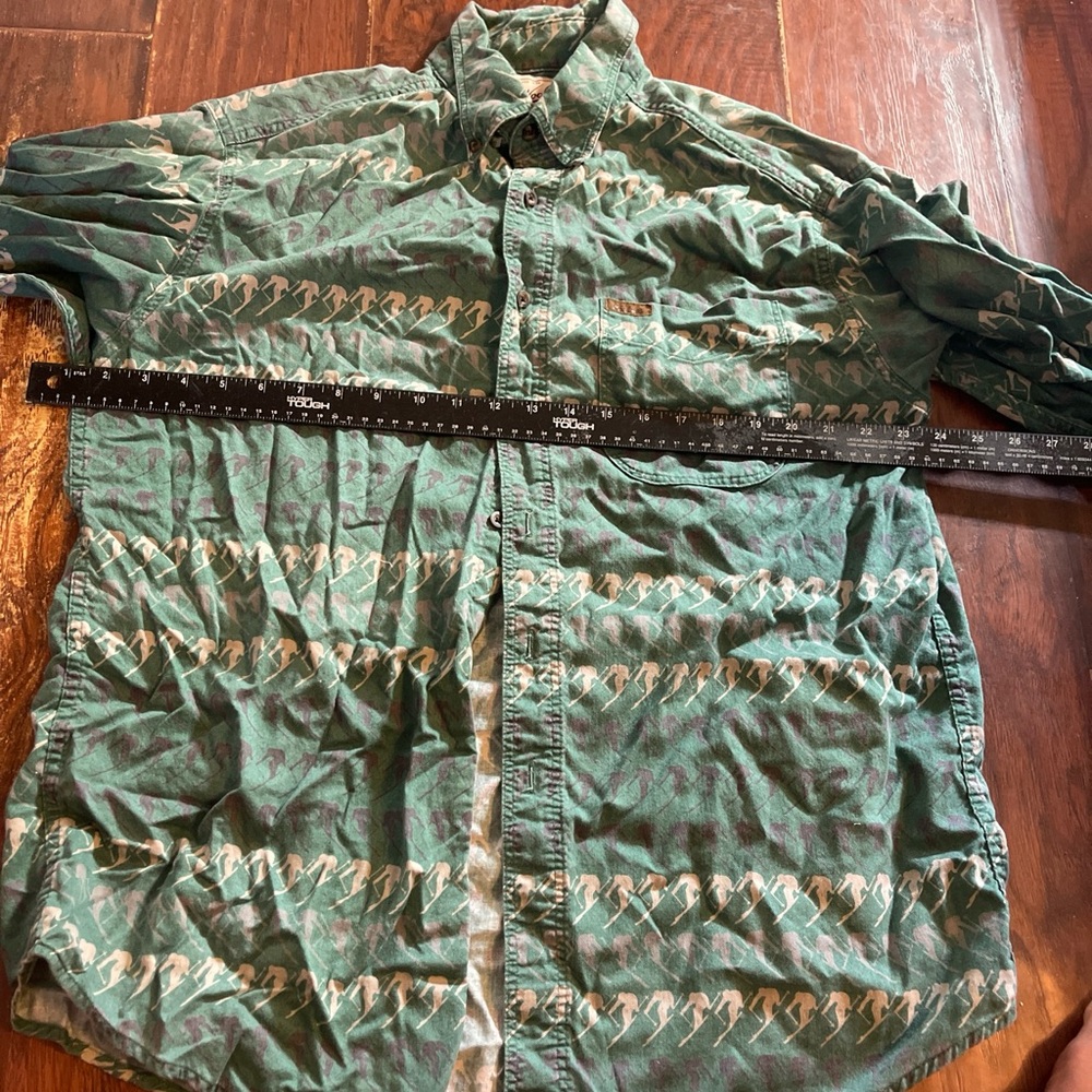 Woolrich Vintage Made In USA Men’s Long Sleeve Button Down Ski Design Green Lg
